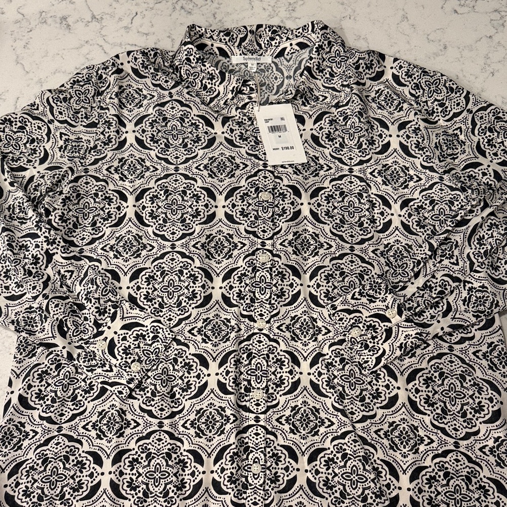 Black and White Patterned womens blouse